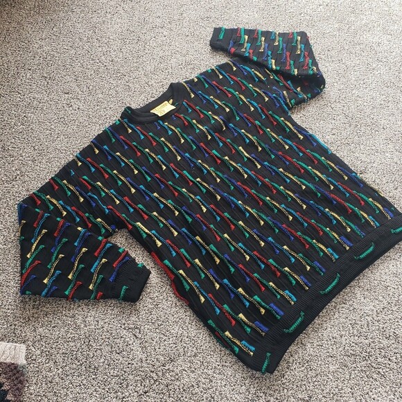 Mulga Classics 100% Wool Australian Made XL Coogi Style Multicolor Sweater - Picture 5 of 13